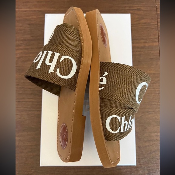 Chloé Woody Linen Slides - Picture 3 of 6